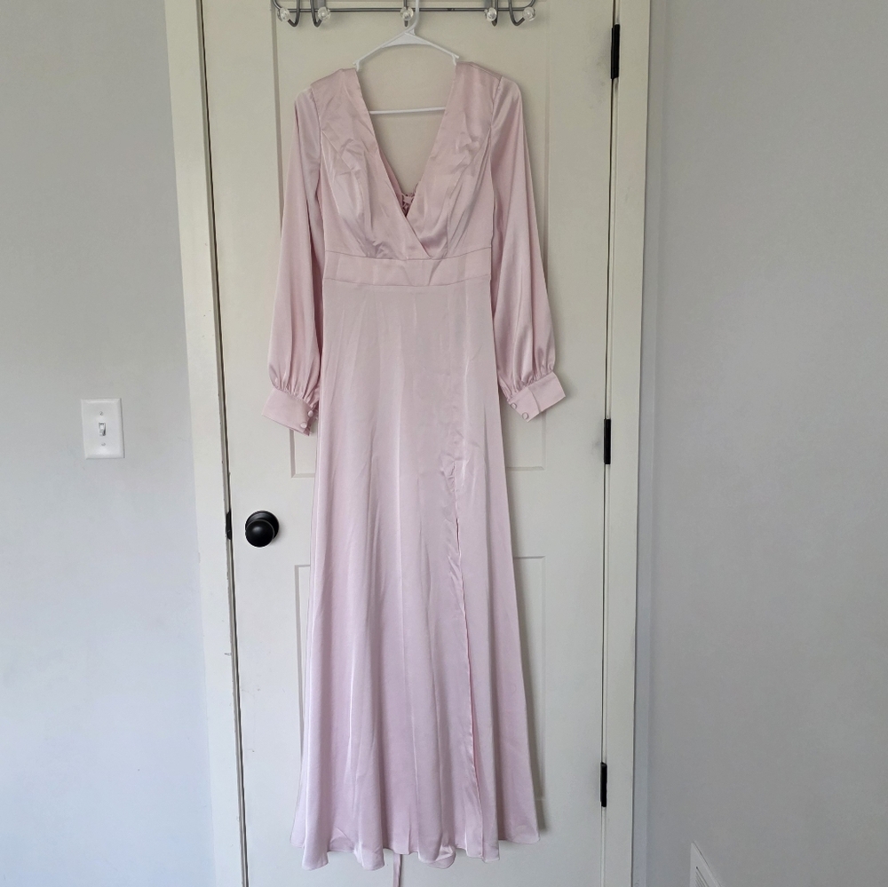 Elegant Pink Maxi Bridesmaid Dress